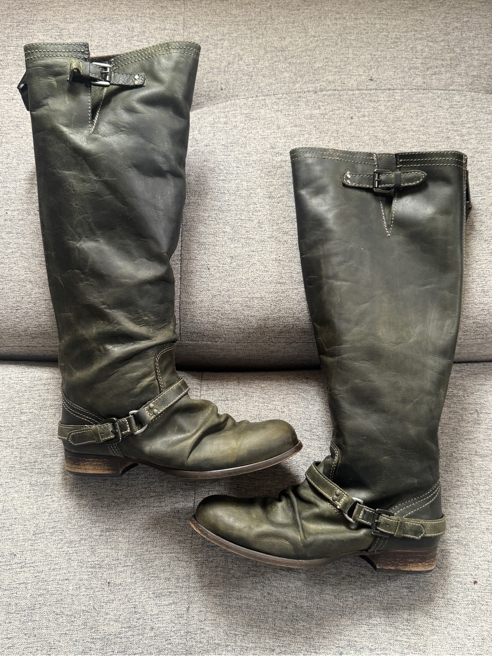 Steve Madden Tall Leather Riding Boots in Olive Green, size 7